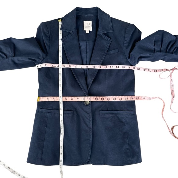 Cinque a Sept navy blue Khloe jacket ruched sleeve 5 a 7 stretch blazer 2 - Picture 13 of 14